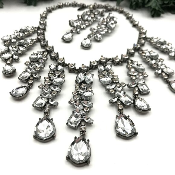 Vintage VTG rare signed SCAASI Statement Rhinestone Statement Necklace & Clip Ea - Picture 1 of 13